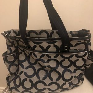 Navy Coach monogram diaper bag like new!!!!